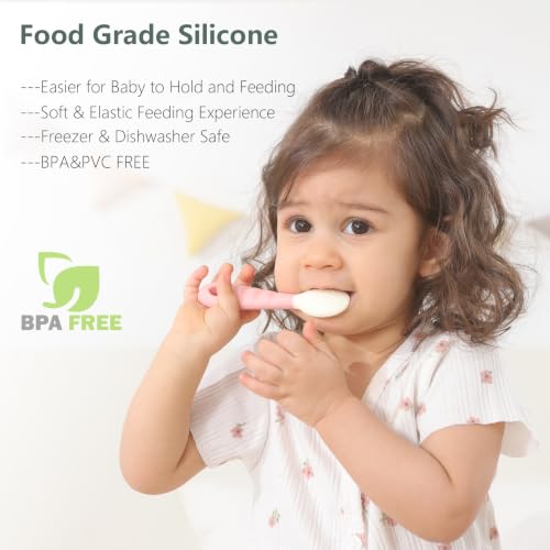 Silicone Baby Feeding Spoons 4-Pack Soft Gum-Friendly Easy-Grip