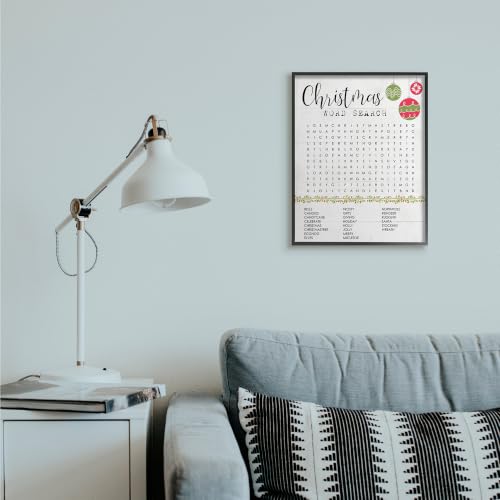 Christmas Word Search Holiday Game - 16x20 Inch Framed Giclée Print, Black Frame