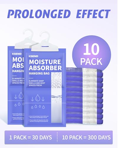 Hanging Moisture Absorber Bags 10 Pack 9.8 Oz Closet Dehumidifier