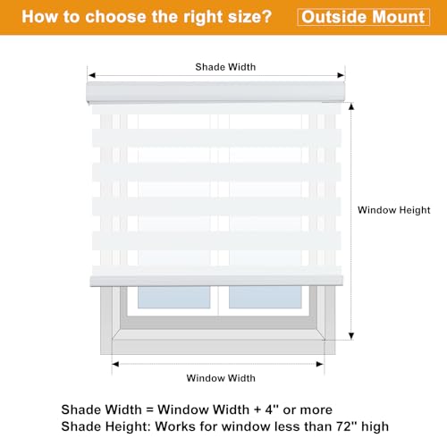 Cordless Zebra Roller Window Shades - Dual Layer Light Control (24" x 72")