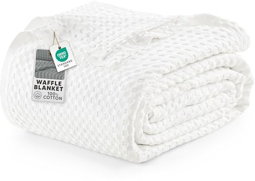 Utopia Bedding 100% Cotton Waffle Blanket - Queen Size (90x90"), Breathable