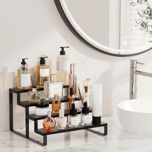 4-Tier Wooden Cologne Organizer Stand for Dresser and Vanity Display