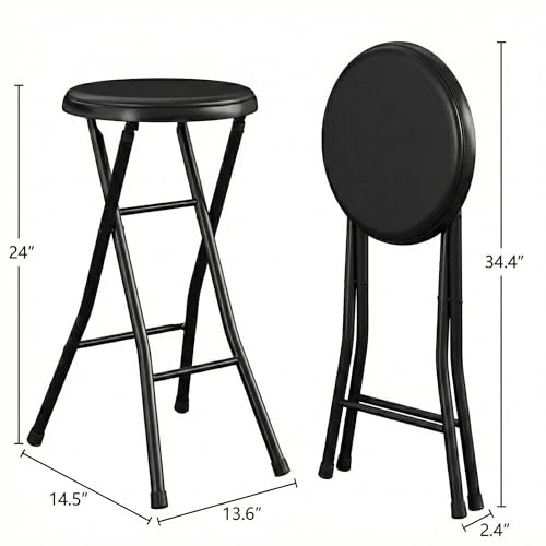 24-Inch Folding Stool with Padded Seat, Portable Collapsible Chair