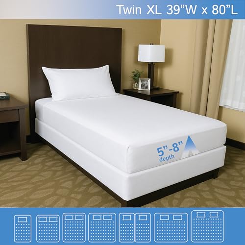 Twin XL Waterproof Mattress Encasement - Low Profile 5"-8" Zippered Cover
