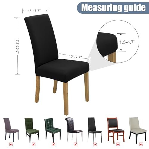 Stretch Dining Chair Covers 6 Pack - Washable Slipcovers for Parson Chairs