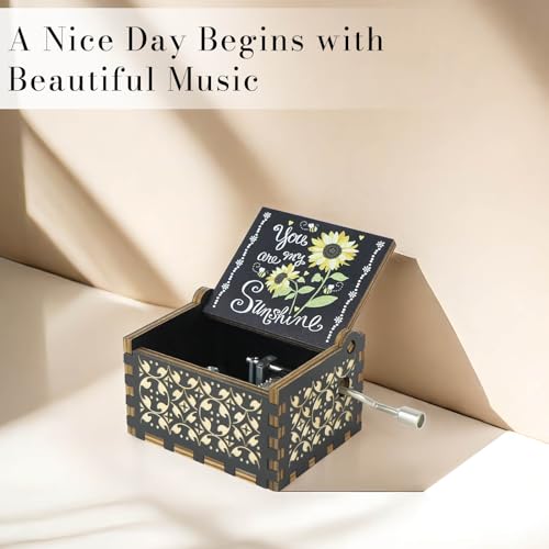 You Are My Sunshine Vintage Wooden Hand Crank Music Box Gift
