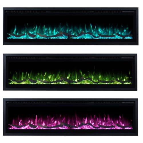 72-Inch Linear Electric Fireplace - Recessed Wall Mount with Smart App