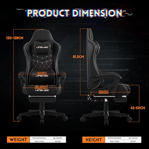 Big and Tall Gaming Chair, 400lb Capacity Ergonomic Office Chair with Footrest
