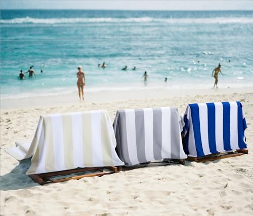 Oversized Microfiber Beach Towel, 40" x 70" Extra Large Striped Pool Towel