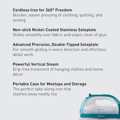 Cordless Steam Iron with 360-Degree Soleplate and Carrying Case