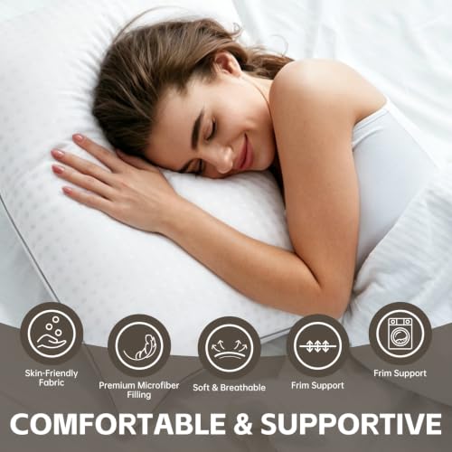 Cooling Bed Pillows Set of 4 - Soft Microfiber for All Sleepers