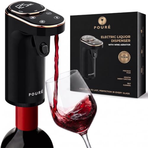 Pouré Obsidian Black 5-in-1 Electric Wine Dispenser & Aerator with Touch Screen