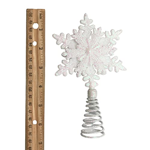 Miniature Iridescent Snowflake Tabletop Christmas Tree Topper - White