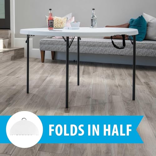 4-Foot Round Folding Table, Portable Heavy-Duty Indoor Outdoor Table