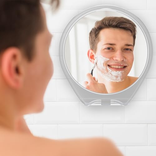 HONEYBULL Fogless Shower Mirror for Shaving with Suction Mount, White