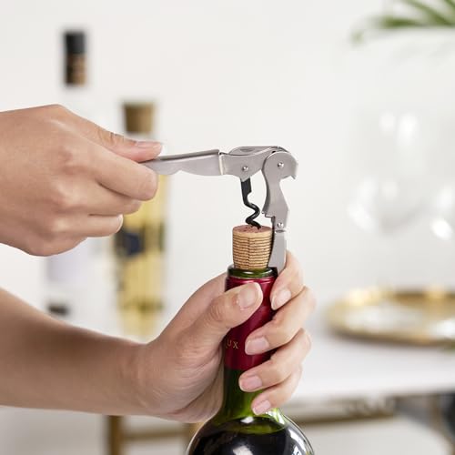TRUE Metallic Silver Double Hinged Waiter's Corkscrew & Bottle Opener