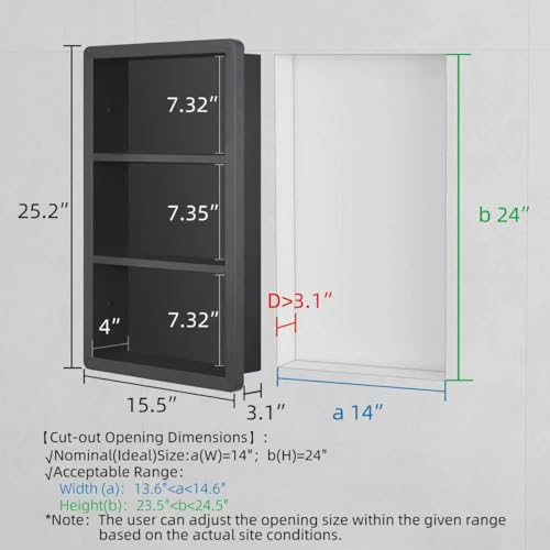 Recessed Medicine Cabinet, 14x24 Stainless Steel Bathroom Wall Storage Niche
