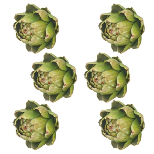 6pcs Large Realistic Faux Artichokes - Artificial Vegetable Home Decor
