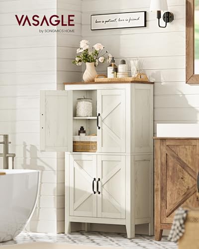 Rustic Farmhouse Storage Cabinet with Barn Doors and Adjustable Shelf