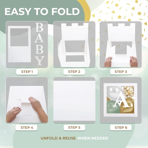 Sage Green Baby Shower Decorations - 44-Piece Block Box Set with Balloons