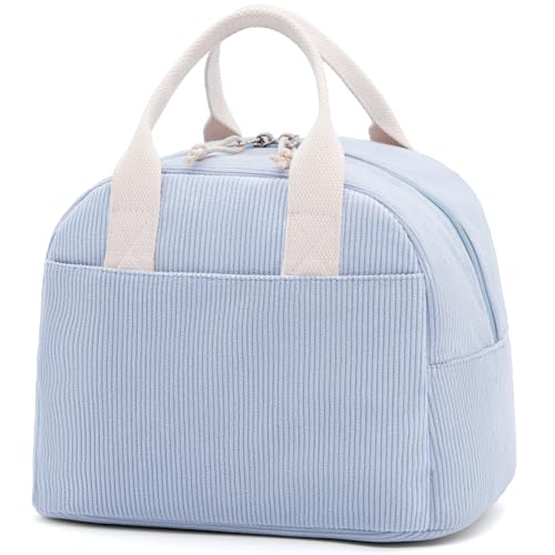 LOVELYWIND Insulated Lunch Bag for Women - Blue Floral Lunch Tote