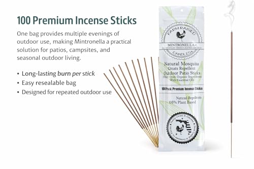 Citronella & Peppermint Mosquito Repellent Incense Sticks - 100 Pack