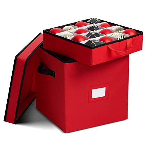 Christmas Ornament Storage Box for 64 Ornaments with Adjustable Trays