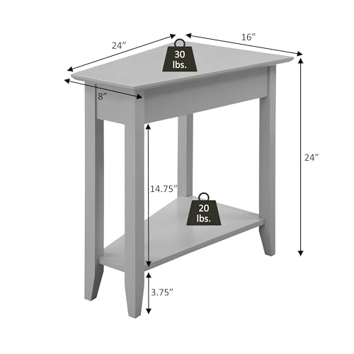 Convenience Concepts American Heritage Wedge End Table 24" - Classic Living Room Table with Storage Shelf, Side Table for Family Room, Bedside Table, Black