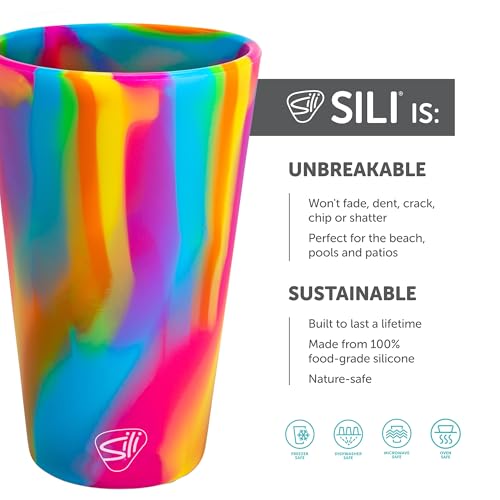 16oz Unbreakable Silicone Pint Glass - BPA-Free Reusable Drinking Cup