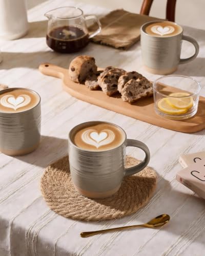 Famiware Constellation Cinnamon Brown Coffee Mug Set of 6, 13oz Ceramic Cups with Handle