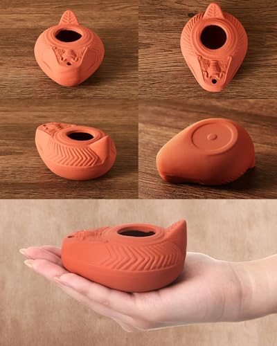 Terracotta Olive Oil Lamp - Antique Replica - 10 Sets for Worship & Decor