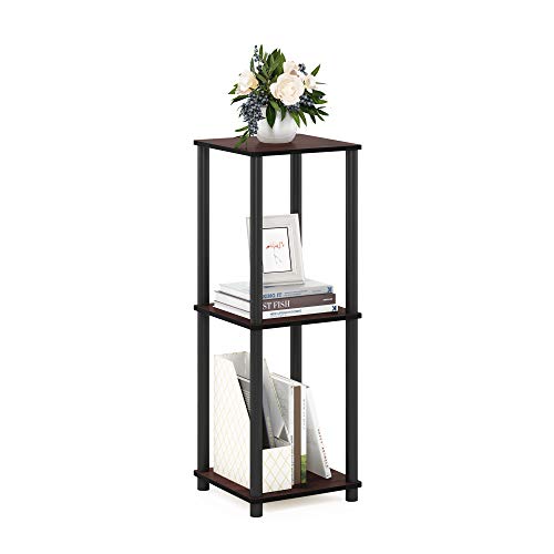 2-Tier Toolless Side Table Set, Compact Open Shelf End Tables, Cherry Oak
