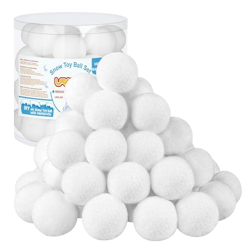 URATOT 40 Pack Fake Snow Fight Balls 5cm Indoor Outdoor Toy Set with Storage Box