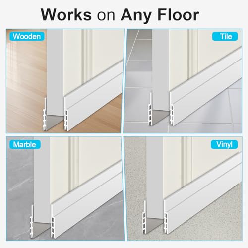 Under Door Draft Stopper Silicone Seal Strip (2 Pack) - Draft & Noise Blocker