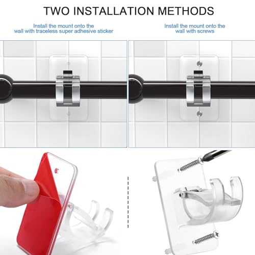 No-Drill Adhesive Curtain Rod Brackets - 6 Pack Adjustable Wall Hangers