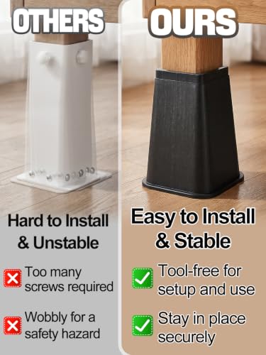 Heavy-Duty Bed Risers - 8 Inch, Non-Slip, Supports 3000 lbs, 4 Pack