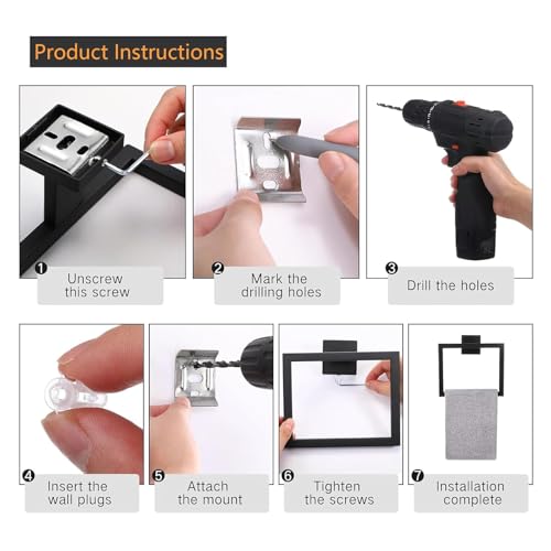 JOPOFI 5-Piece Matte Black Bathroom Hardware Set with 23.6-Inch Towel Bar