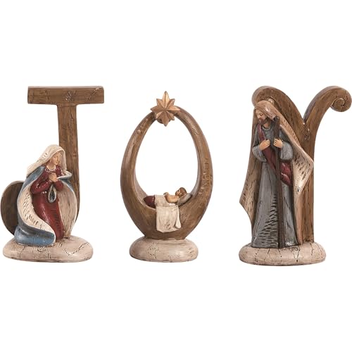 Transpac 6.25-Inch Multicolor Nativity Set of 3 - Christmas Tabletop Decor