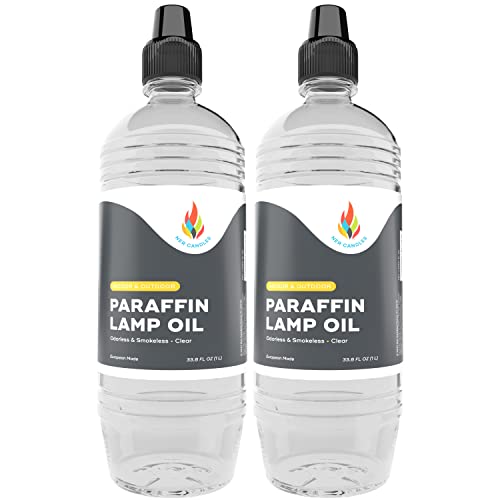 Liquid Paraffin Lamp Oil - 1 Liter, Smokeless & Odorless Fuel (2-Pack)