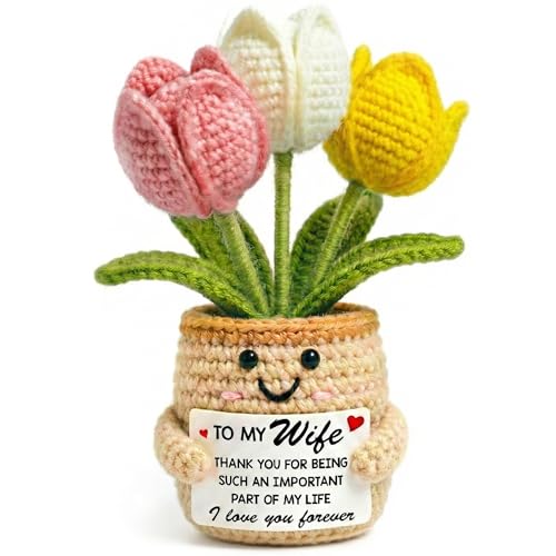 Handmade Tulip Crochet Flower Keepsake - Romantic Anniversary Gift for Wife