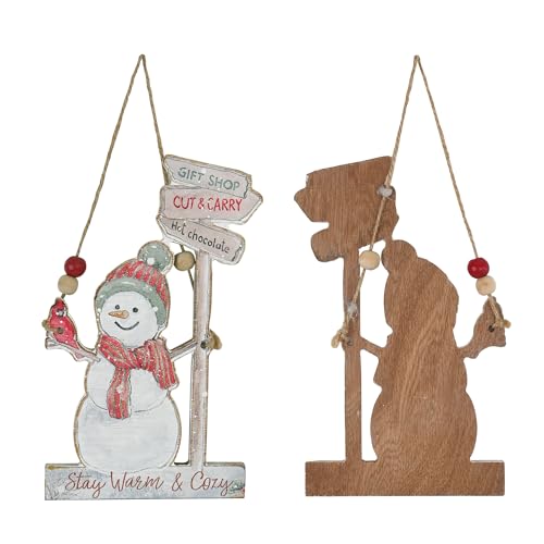 White Wooden Christmas Wreath for Front Door & Wall Decor - 2 Pack
