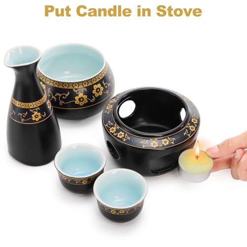 Foraineam Ceramic Sake Set with Warmer and Cups - Hot Cold Sake Drinking Kit