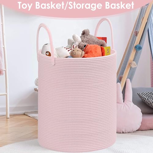 Large Cotton Rope Laundry Hamper - 60L Collapsible Blanket & Toy Basket
