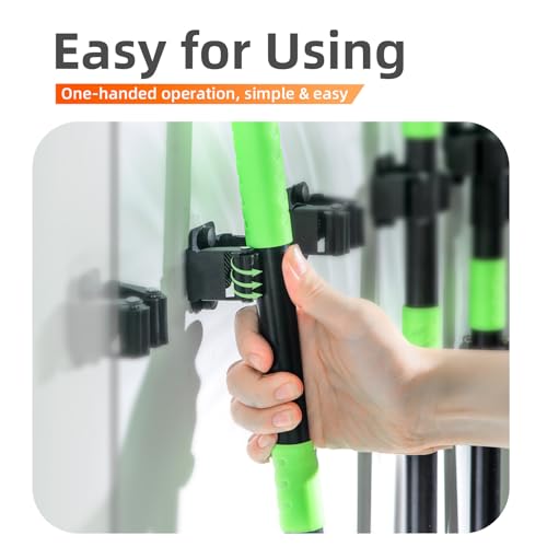 5-Pack Heavy Duty Stainless Steel Broom and Mop Holder Wall Mount