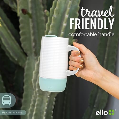 Ello Jane Yucca 18oz Ceramic Travel Mug with Handle & Splash-Resistant Lid