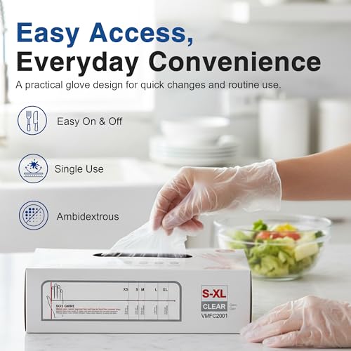 Clear Vinyl Disposable Exam Gloves - Powder Free, Latex Free & Food Safe