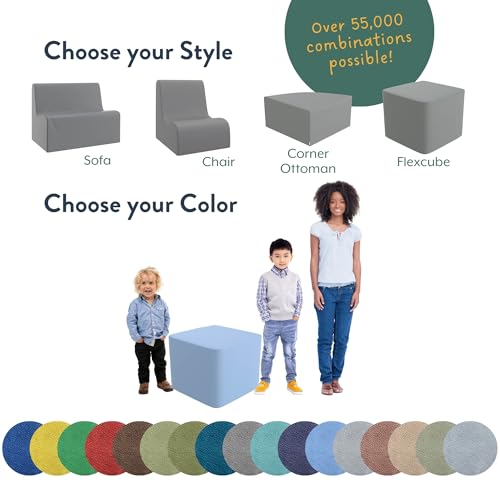 3-in-1 Modular Kids Foam Chair and Footstool - Aqua Water-Resistant