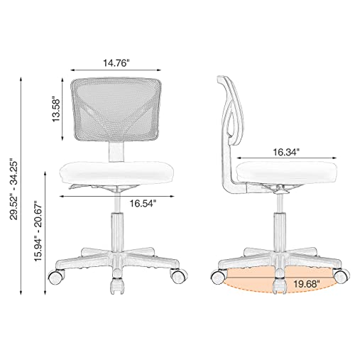 Small Armless Mesh Desk Chair - Ergonomic Swivel Rolling Office Chair