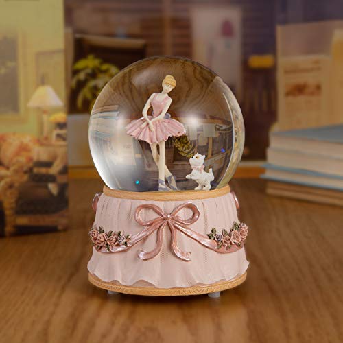 Rotating Ballerina Snow Globe with Music - 4-Inch Mechanical Glass Gift