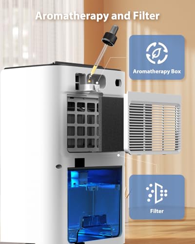 Compact 95oz Dehumidifier with Drain Hose and 7-Color LED Light